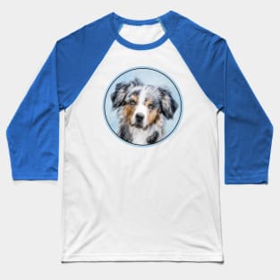 Miniature American Shepherd Painting - Dog Art Baseball T-Shirt